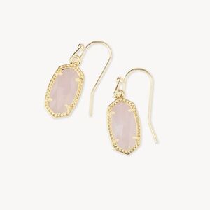 Lee Gold Drop Earrings in Rose Quartz